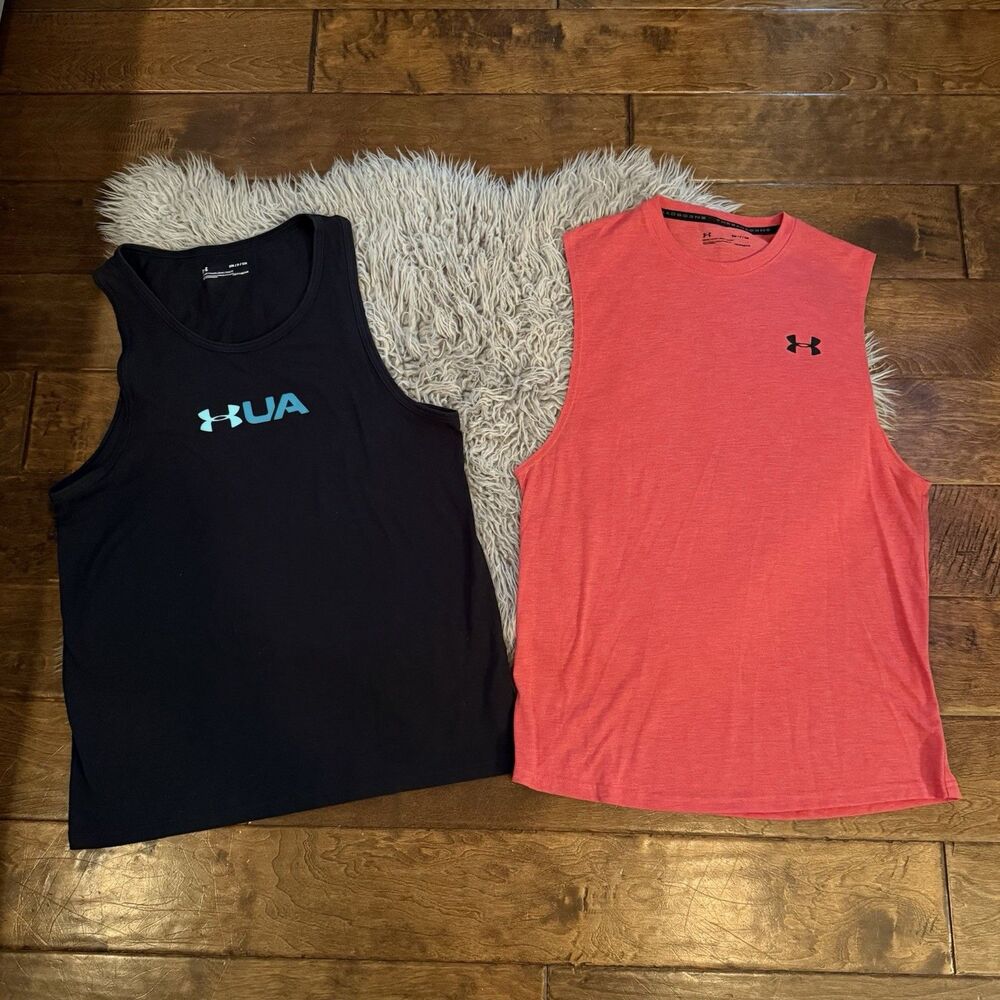 Under Armour Mens Muscle Shirt & Tank Top Lot Of 2 Red Black Size Small